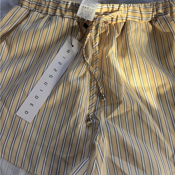 Missguided Yellow and White Striped Athletic Shorts - Picture 2 of 6